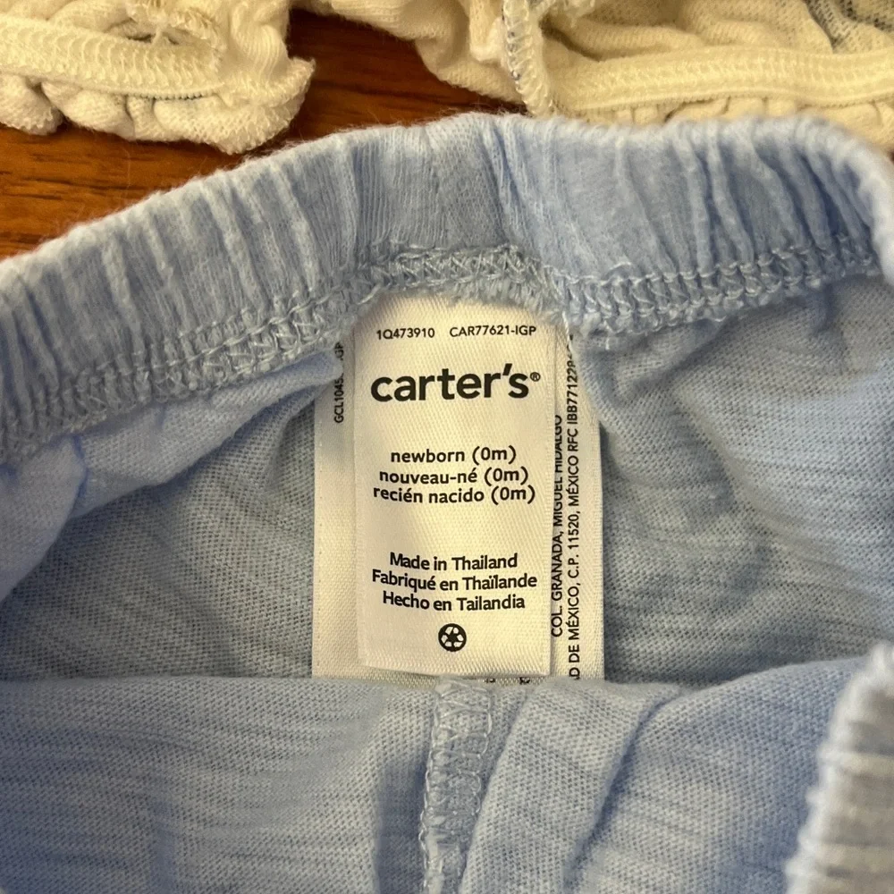 Carter's Cream Floral and Light Blue Ruffle Diaper Covers